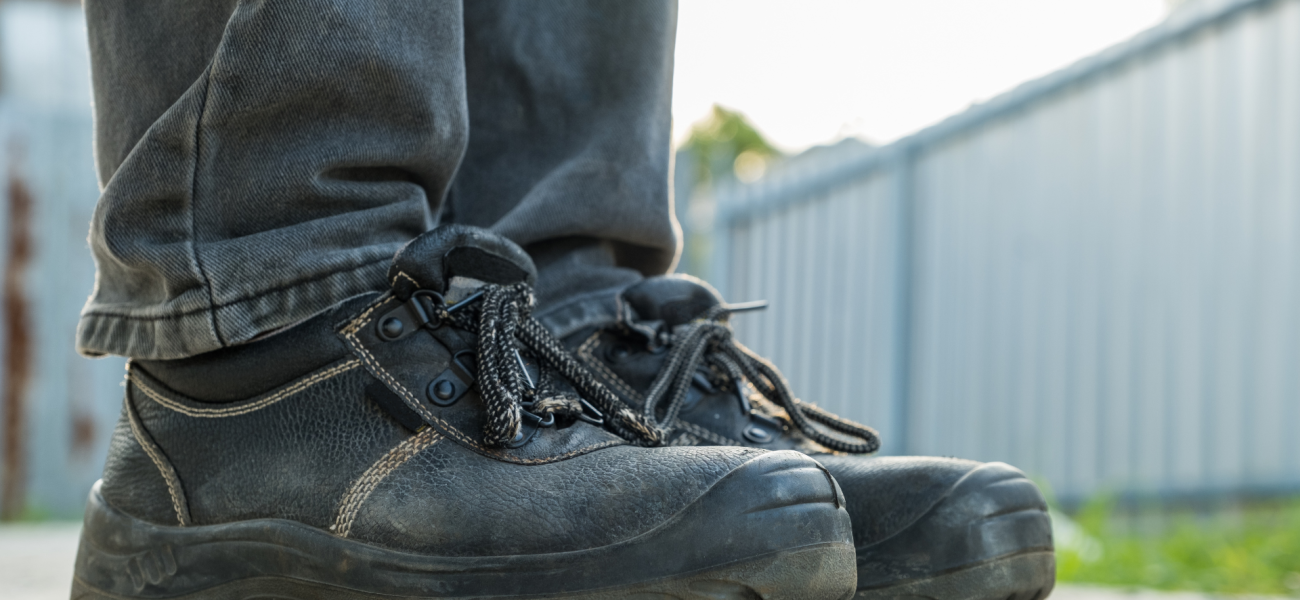 person wearing black safety shoes