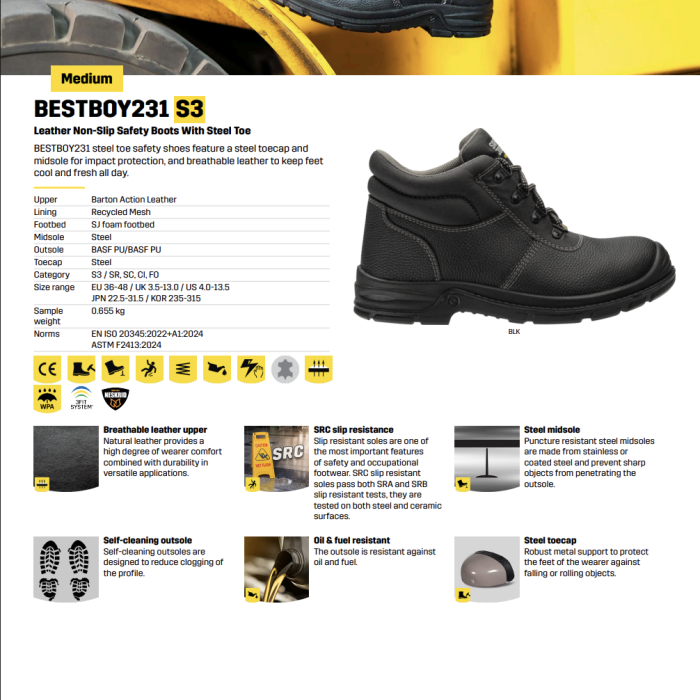 Bestboy 231 Mid Cut Leather Safety Shoes | Safety Jogger - Image 7