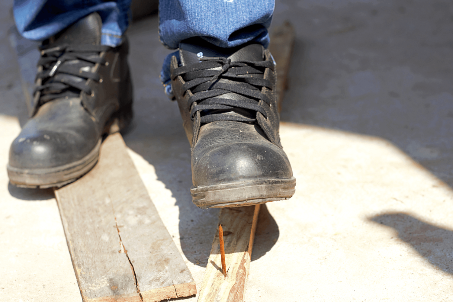 Person wearing safety shoes