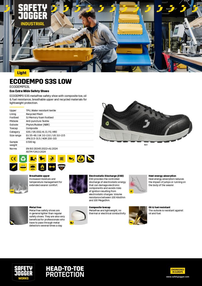 Safety Jogger Ecodempo S3S Low Safety Shoes - Image 7